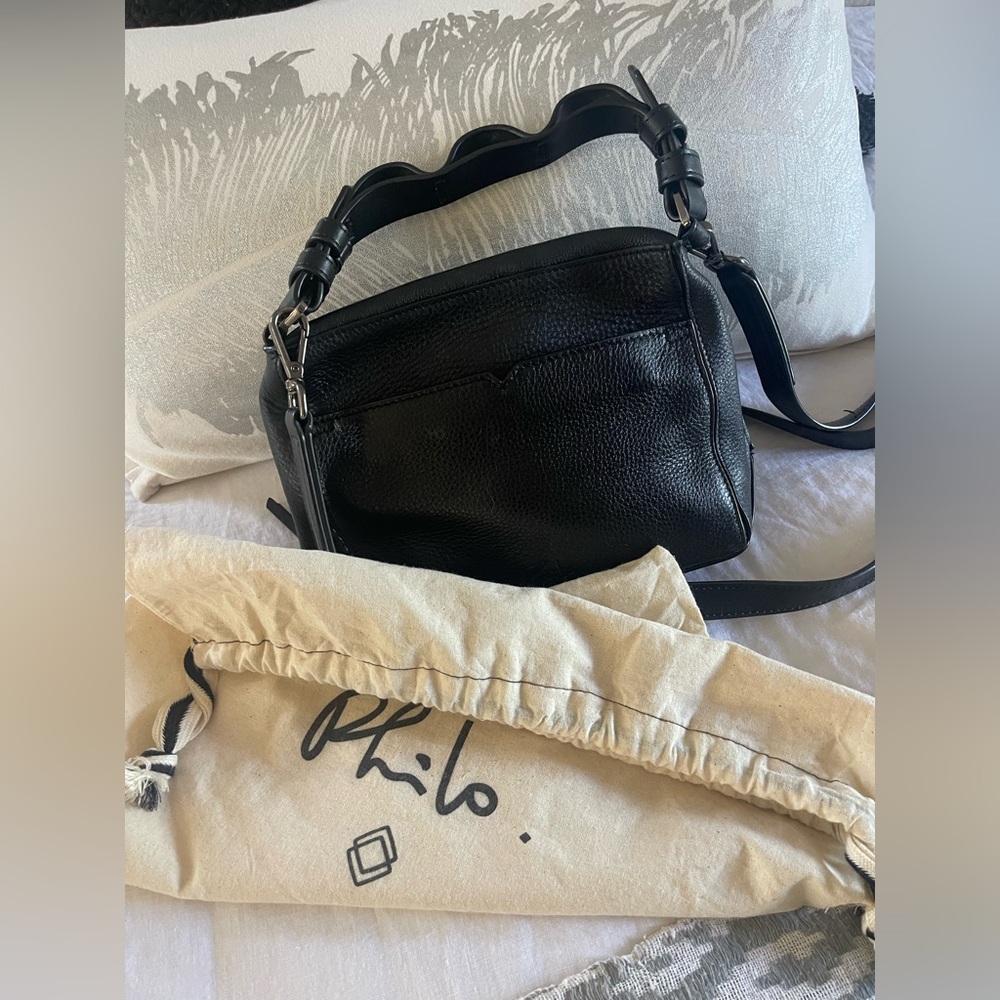 PHILO-Black Leather Women's Hand/Crossbody Bag-Used Once